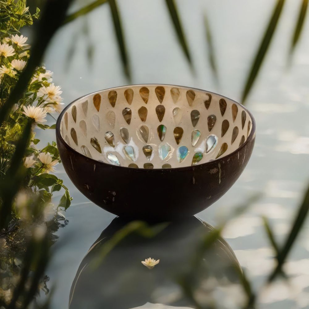 Pearlescent Drizzle Coconut Bowl