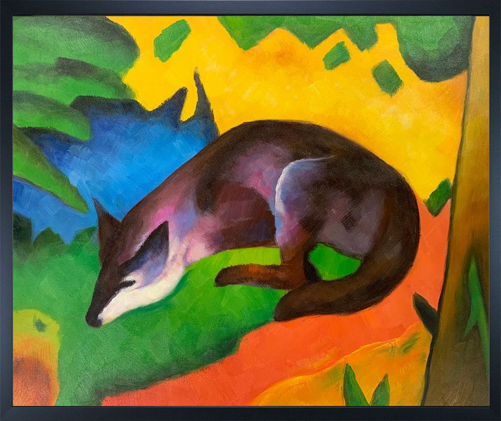 Blue Black Fox Pre-framed - Studio Black Wood Frame 20"X24"
