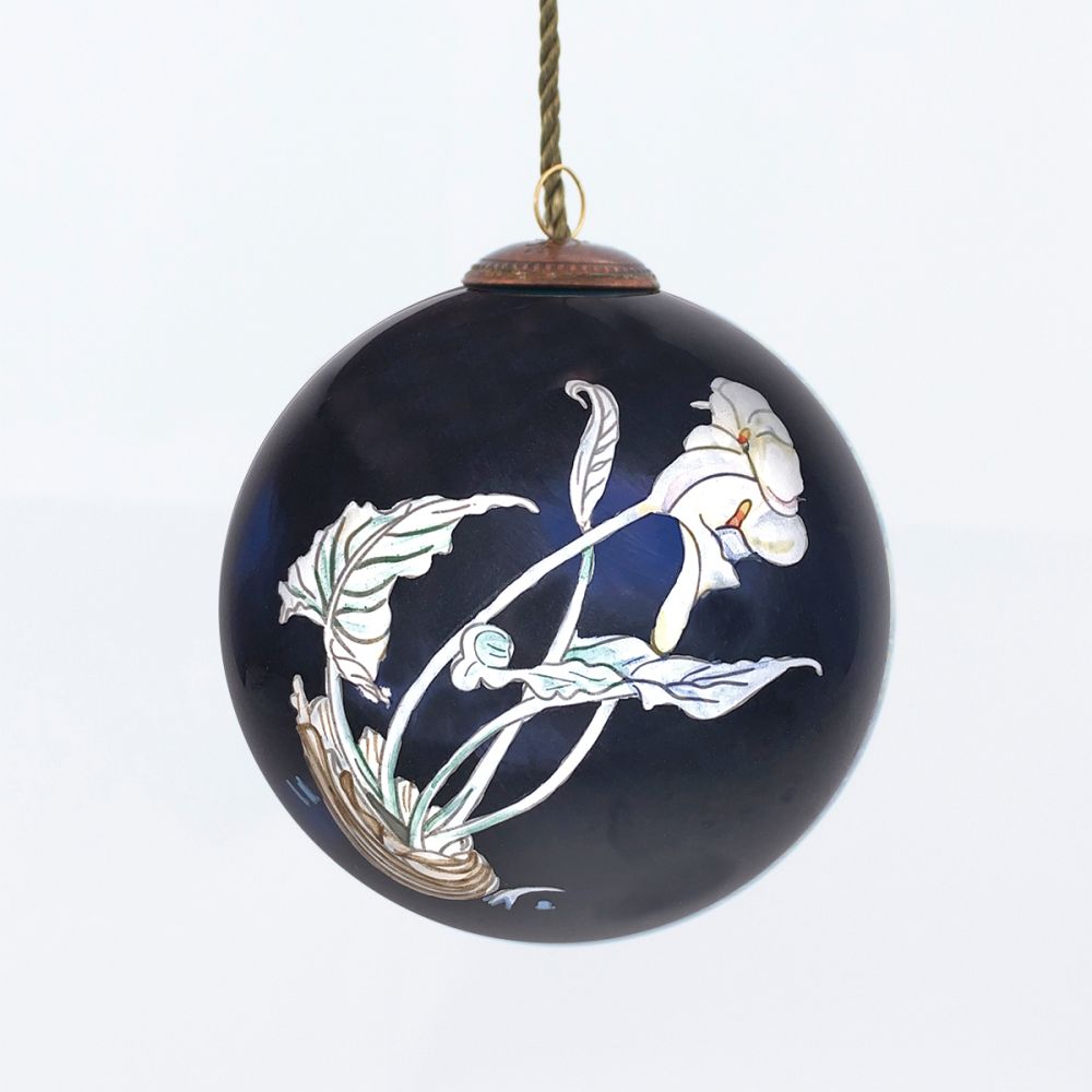 Calla Lilies (Bert Savoy) Hand Painted Glass Ornament Pre-framed