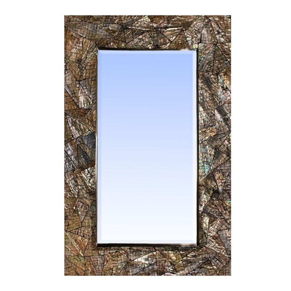 Brindled Glam Large Rectangle Mother of Pearl Framed Mirror