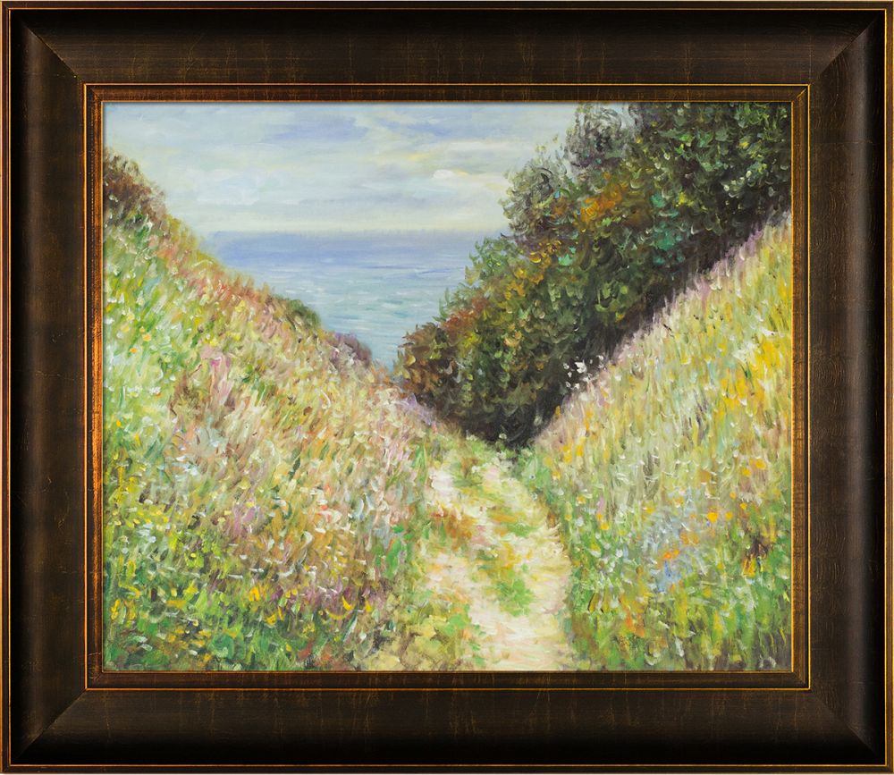 Chemin De La Cavee Pourville Pre-Framed - Veine D'Or Bronze Scoop Frame 20"X24"