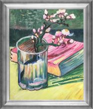 Blossoming Almond Branch in a Glass with a Book Pre-Framed