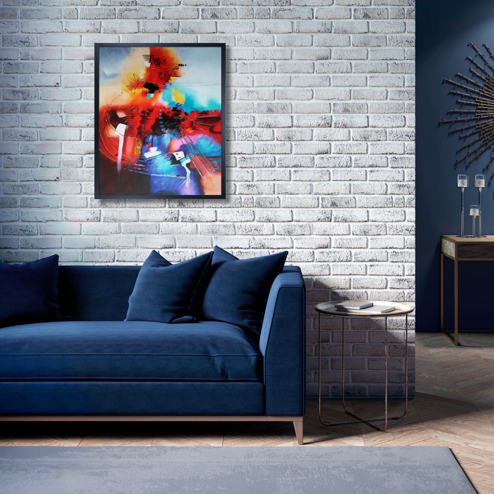 Abstract II Reproduction Pre-framed - Studio Black Wood Frame 20"X24"