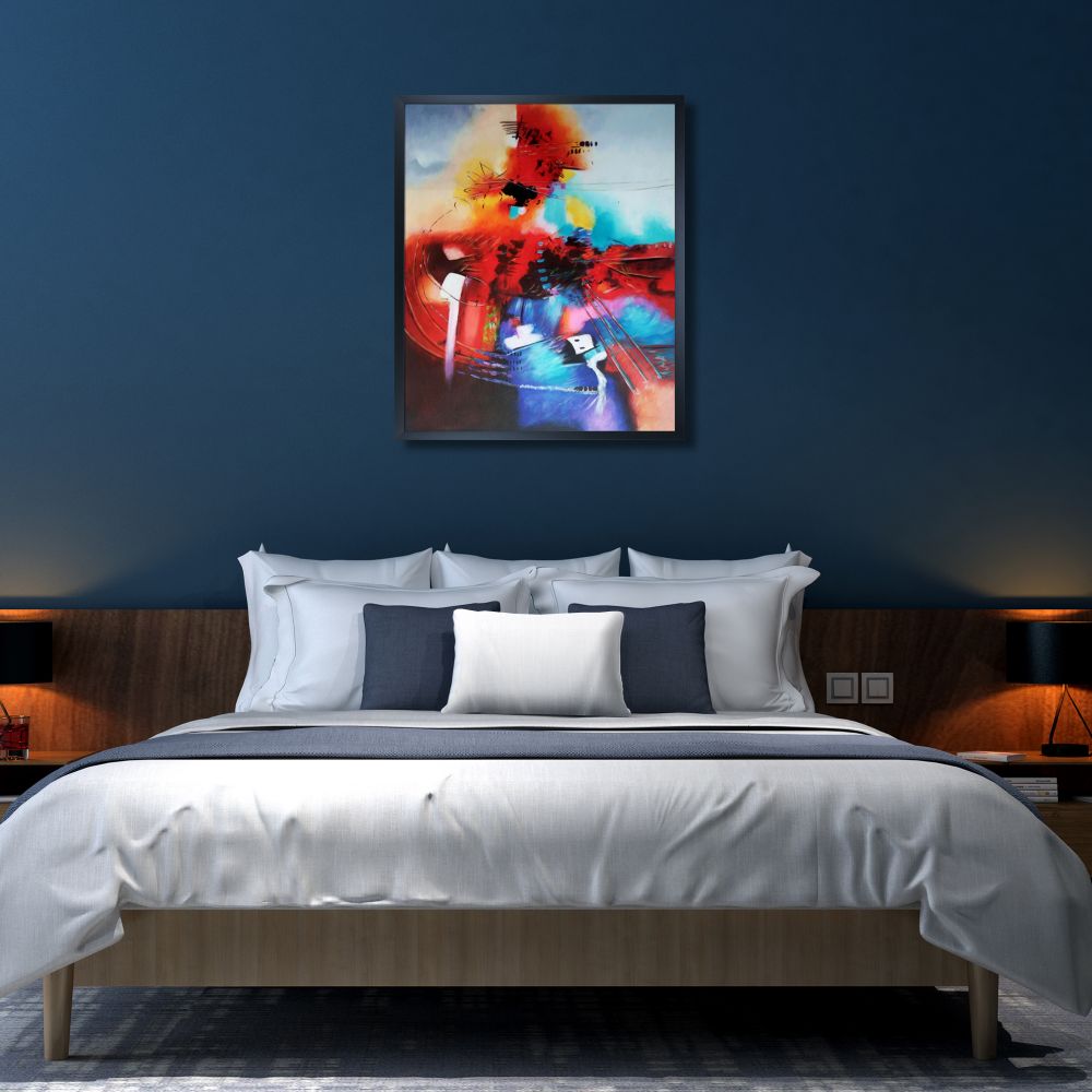 Abstract II Reproduction Pre-framed - Studio Black Wood Frame 20"X24"