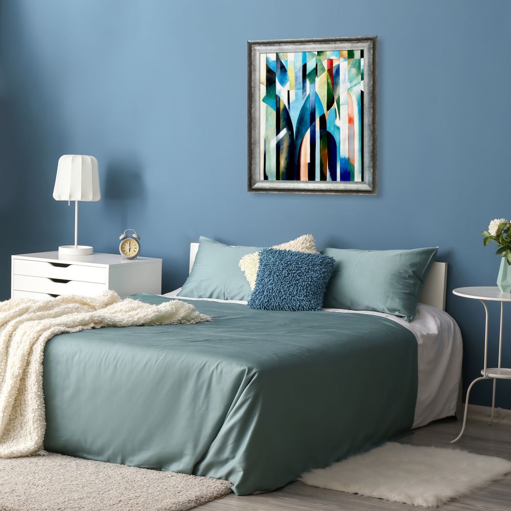 Blue Curve Reproduction Pre-framed - Athenian Distressed Silver Frame 20"X24"