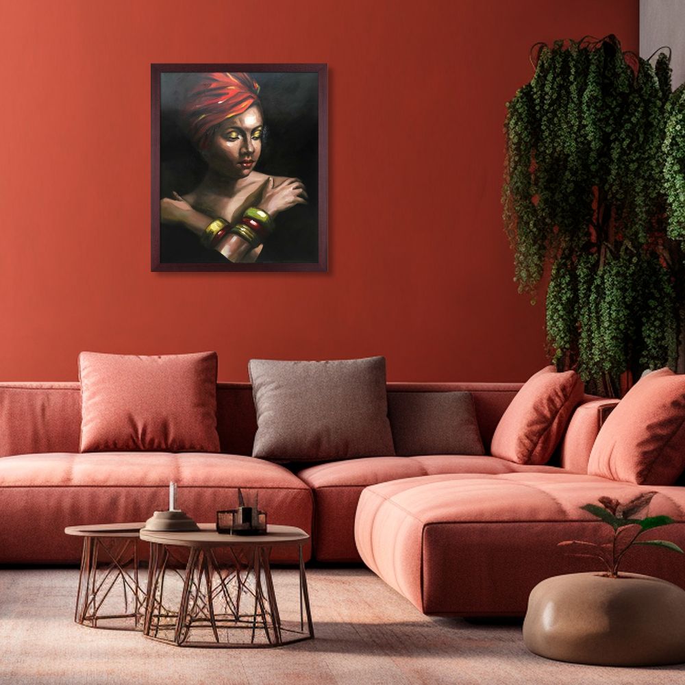 Girl with Golden Bracelets Reproduction Pre-framed - Open Grain Mahogany 20" X 24"