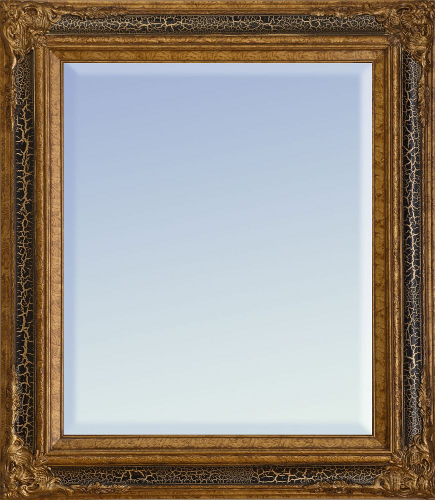 Black Crackle King Framed Mirror