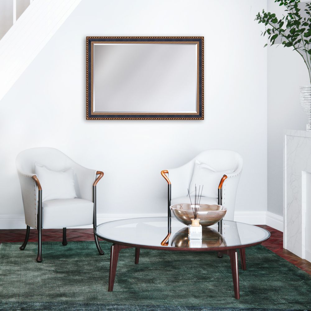 Verona Black and Gold Braid Framed Mirror