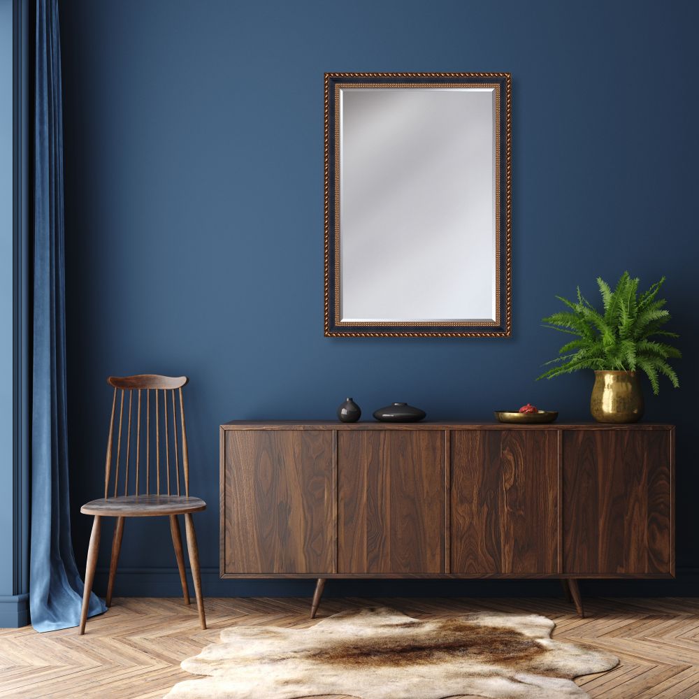 Verona Black and Gold Braid Framed Mirror