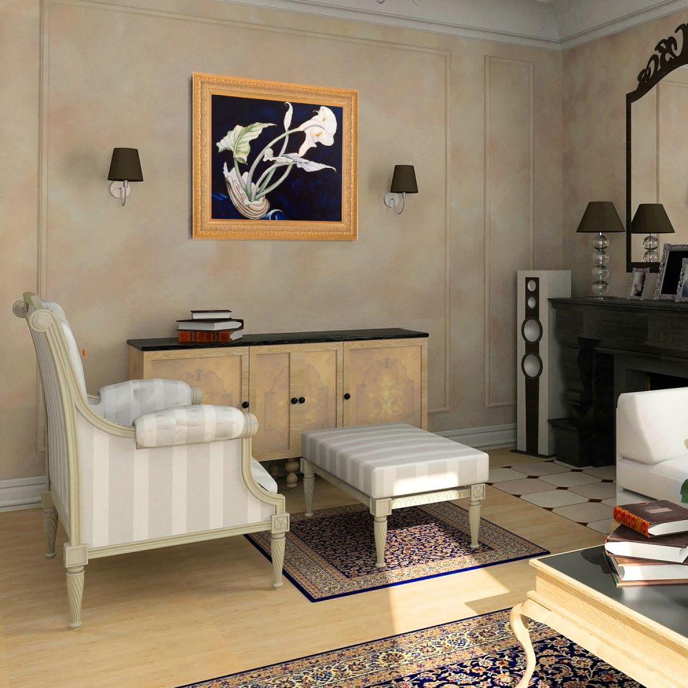 Calla Lilies (Bert Savoy) Pre-framed - Sovereign Frame 20" X 24"