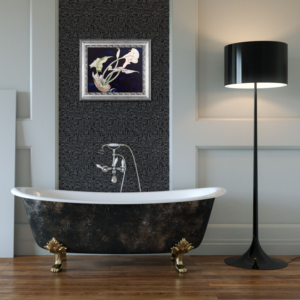 Calla Lilies (Bert Savoy) Pre-framed - Athenian Silver Wave Custom Stacked Frame 20