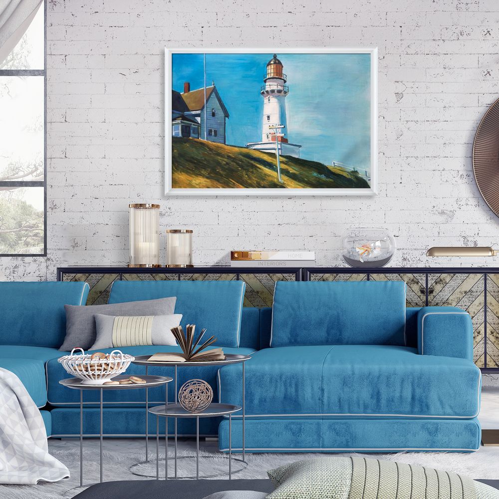 Light at Two Lights Pre-framed - Moderne Blanc Frame 24" X 36"