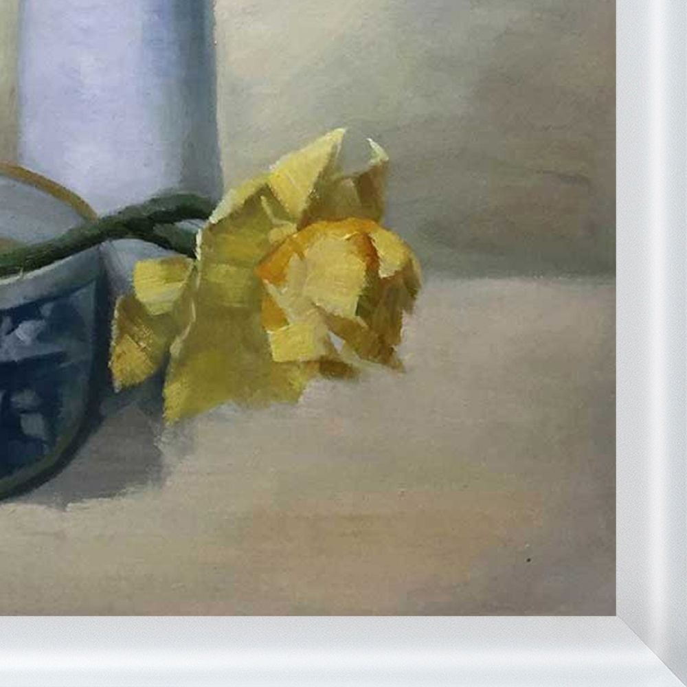 Daffodils and Narcissi Pre-framed - Moderne Blanc Frame 20" X 24"
