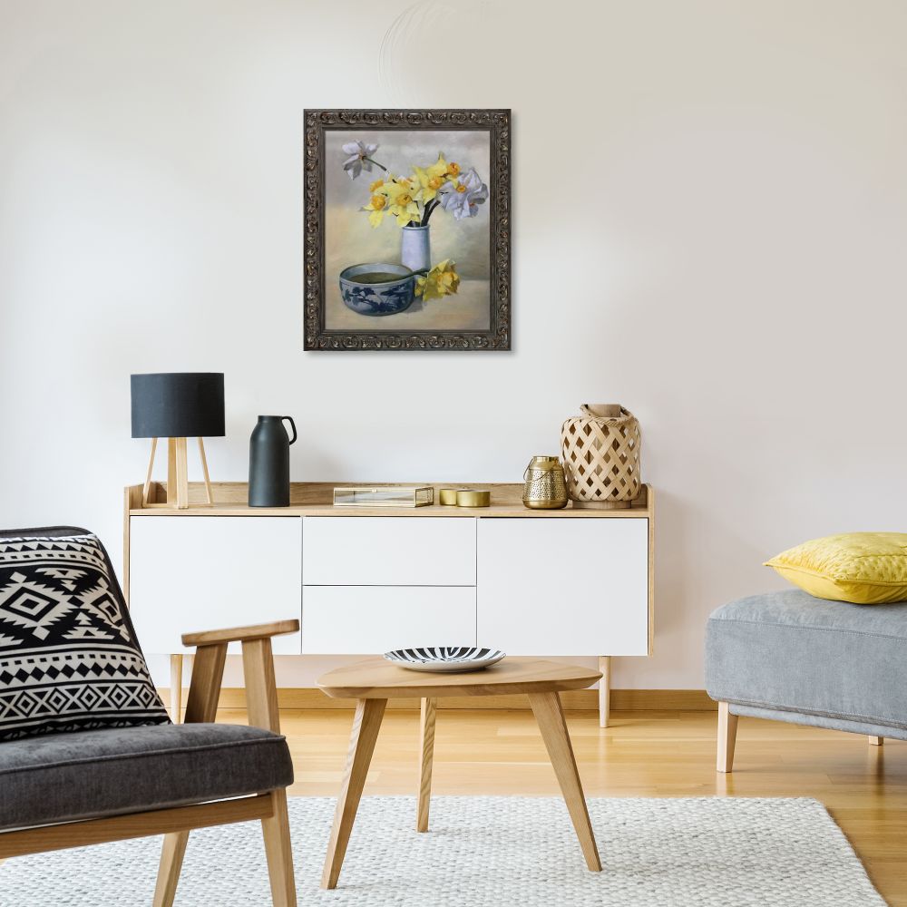 Daffodils and Narcissi Pre-framed - Brimfield Weathered Black Frame 20" X 24"