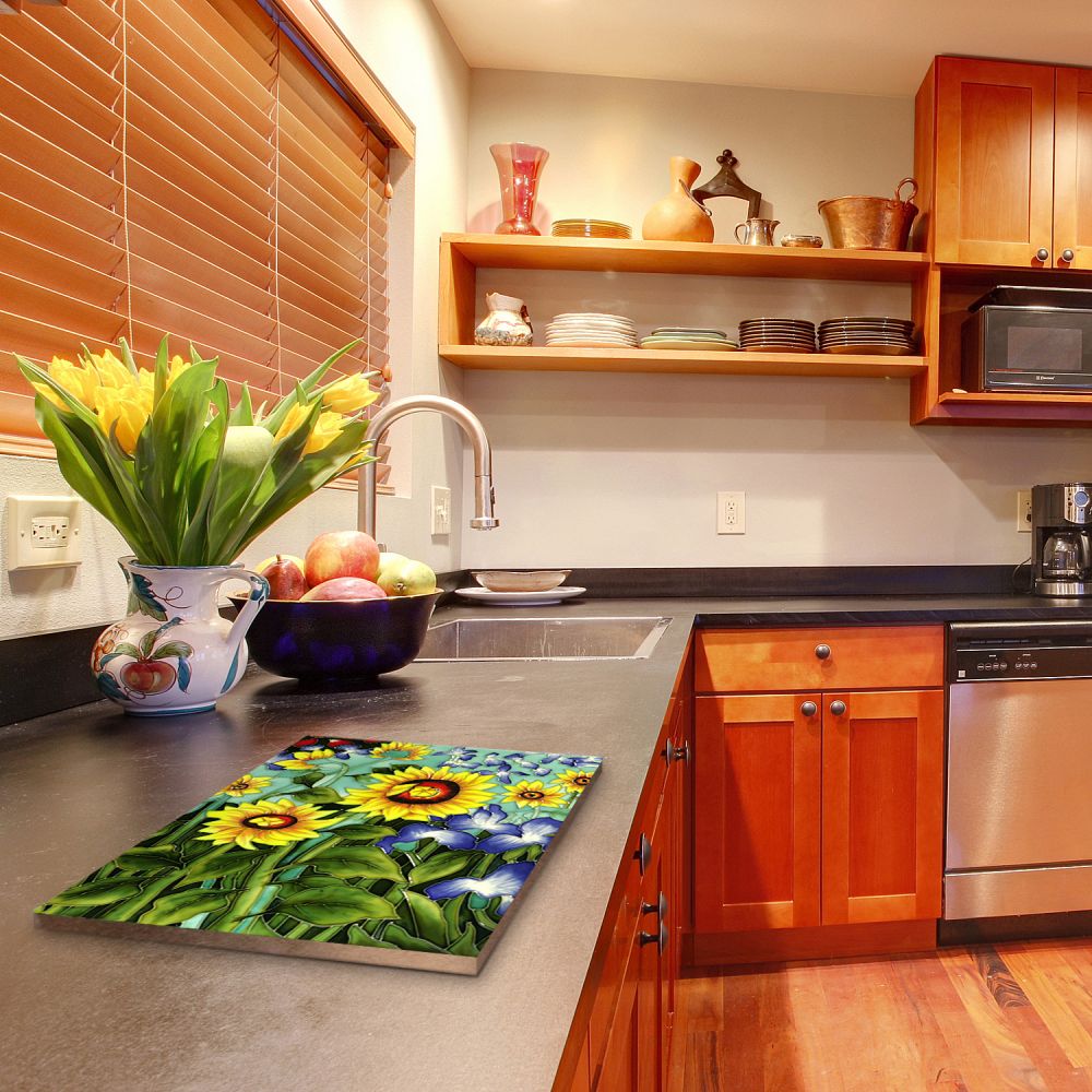 Sunflowers and Irises (artist interpretation) Accent Tile (felt back)