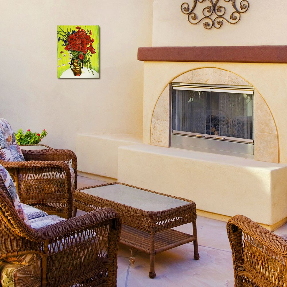 Vase with Daisies and Poppies Accent Tile (felt back)