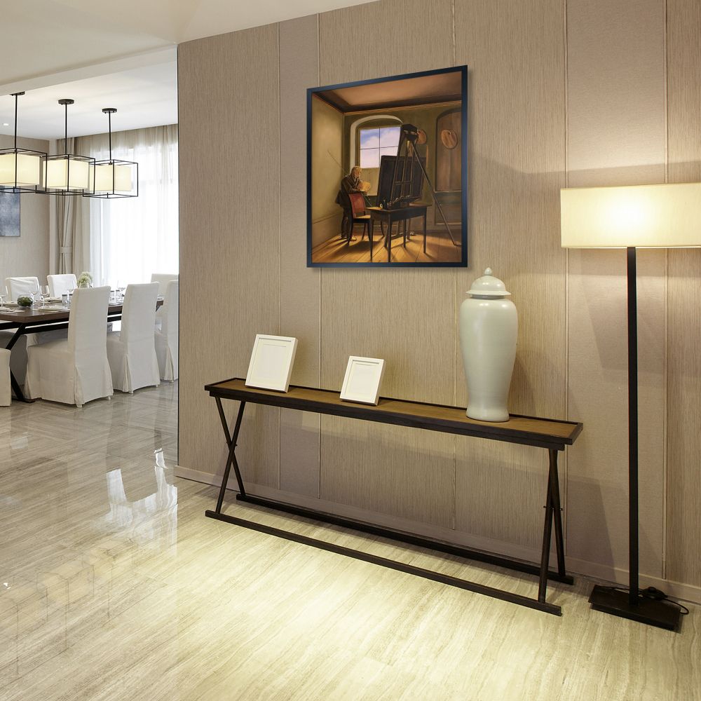 Caspar David Friedrich in his Studio Pre-framed - Studio Black Wood Frame 20"X24"