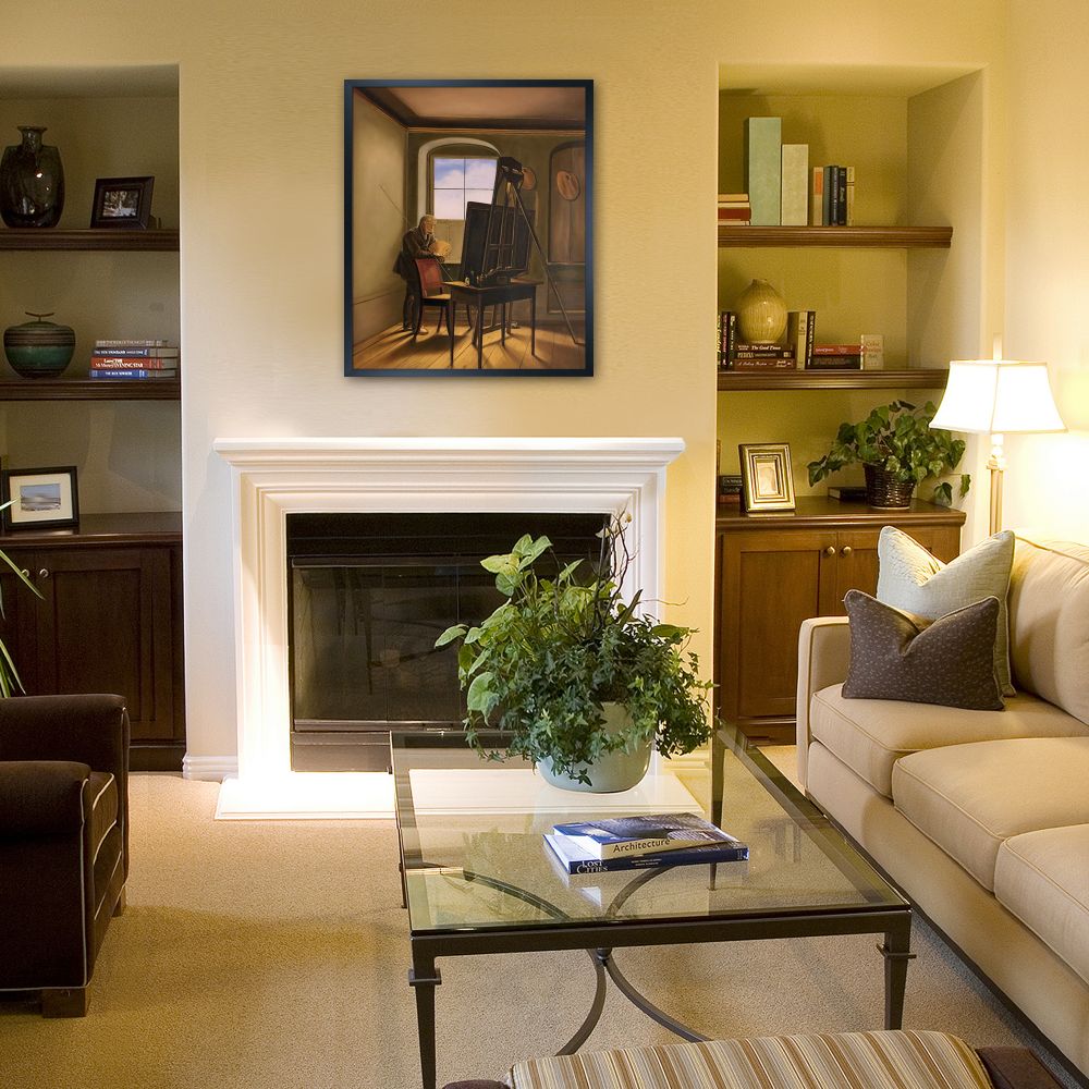 Caspar David Friedrich in his Studio Pre-framed - Studio Black Wood Frame 20"X24"