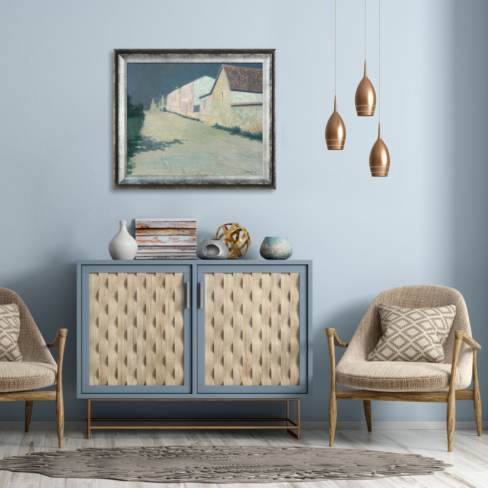 Evening in Giverny Pre-framed - Athenian Distressed Silver Frame 20"X24"