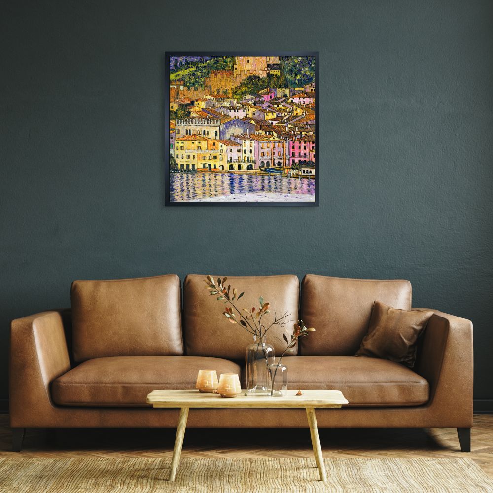 Malcesine on Lake Garda,1913 Pre-framed - Studio Black Wood Frame 24"X24"