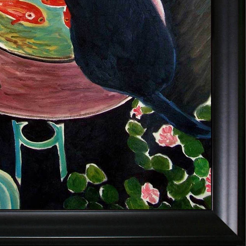 Cat with Fish Bowl Pre-framed - Black Matte Frame 24"X36"