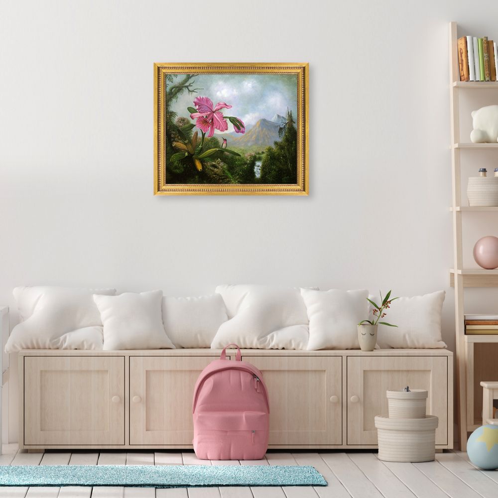 Orchid and Hummingbird Near a Mountain Waterfall, 1902