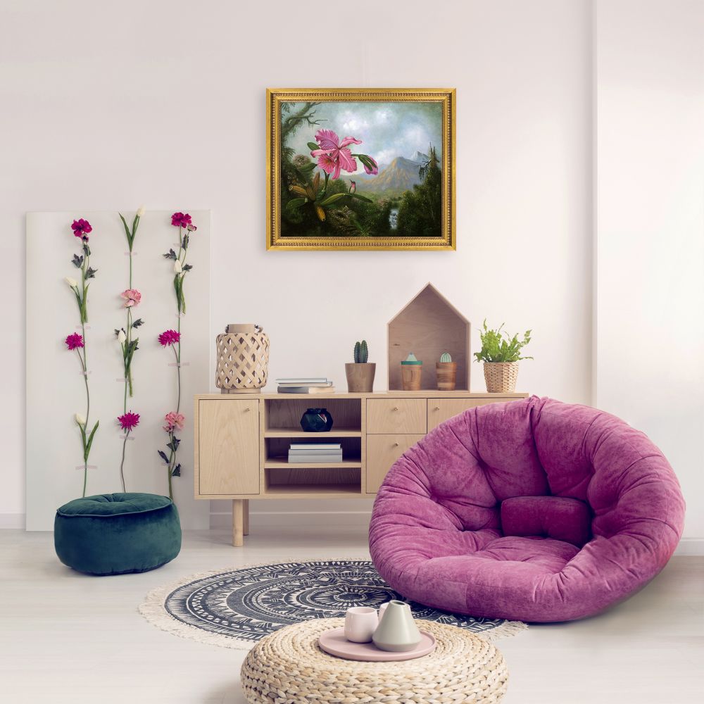 Orchid and Hummingbird Near a Mountain Waterfall, 1902