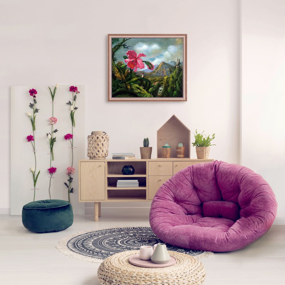 Orchid and Hummingbird Near a Mountain Waterfall, 1902