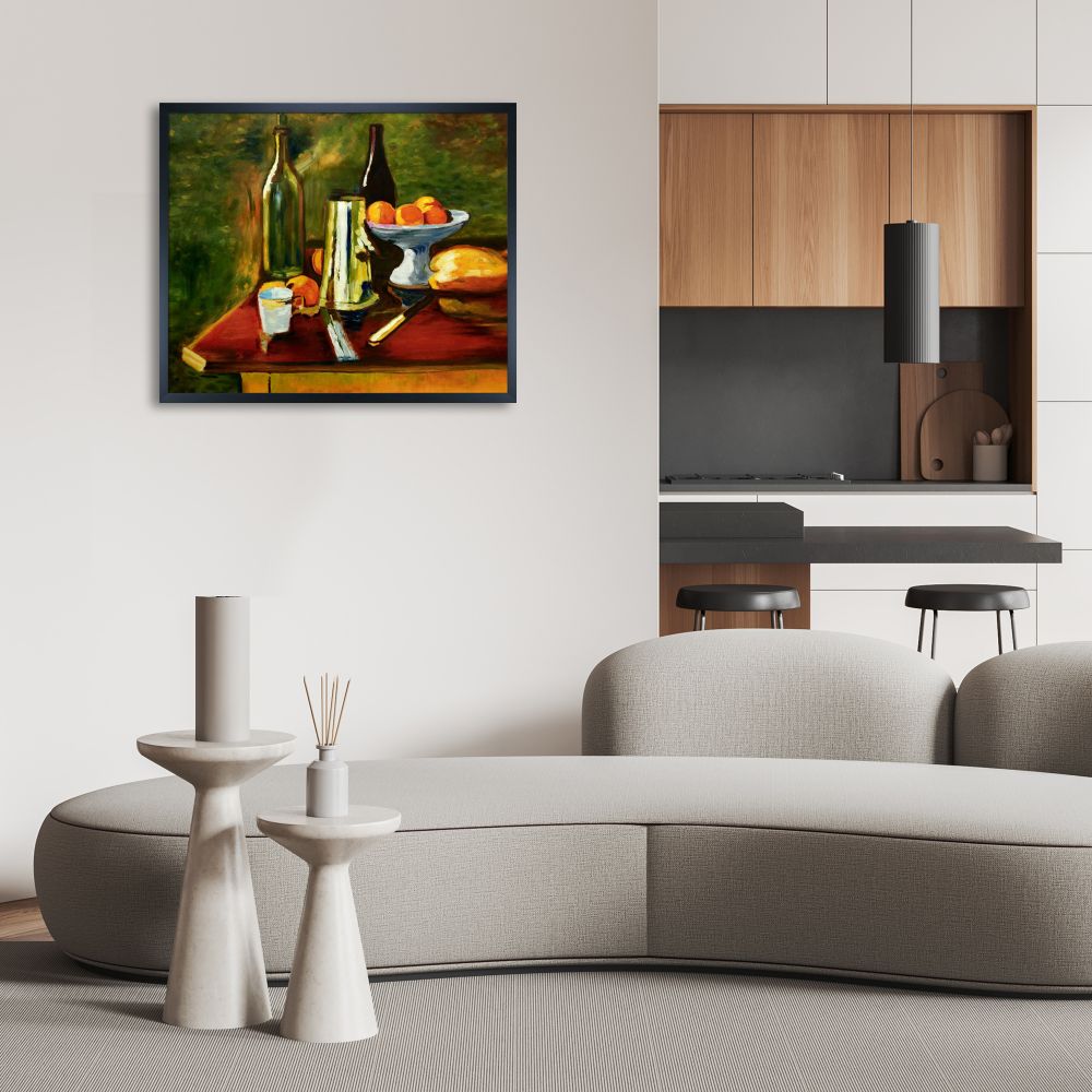 Still Life with Oranges Pre-framed - Studio Black Wood Frame 20"X24"