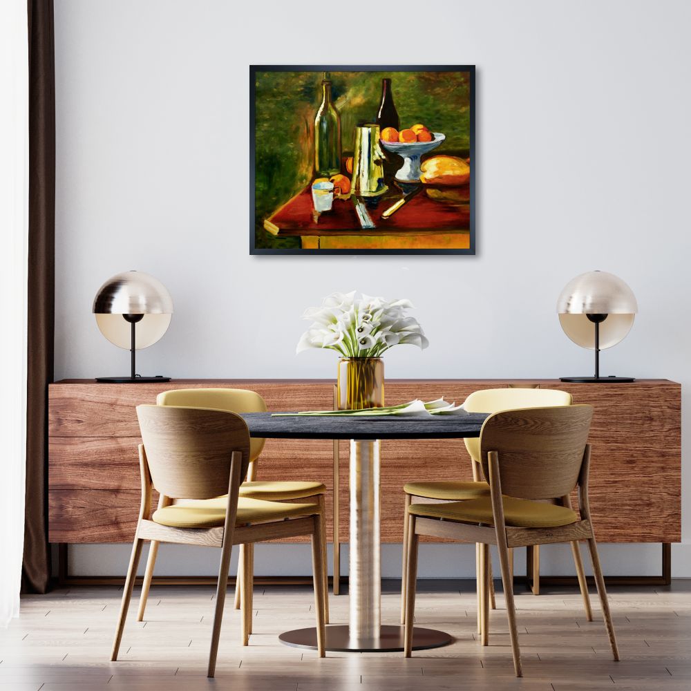 Still Life with Oranges Pre-framed - Studio Black Wood Frame 20"X24"