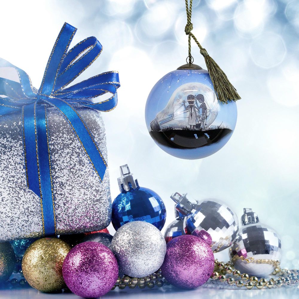 The Night We Broke The Moon Hand Painted Glass Ornament