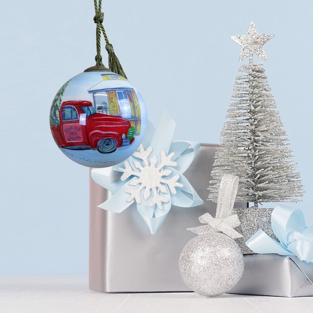 Vintage Christmas Hand Painted Glass Ornament