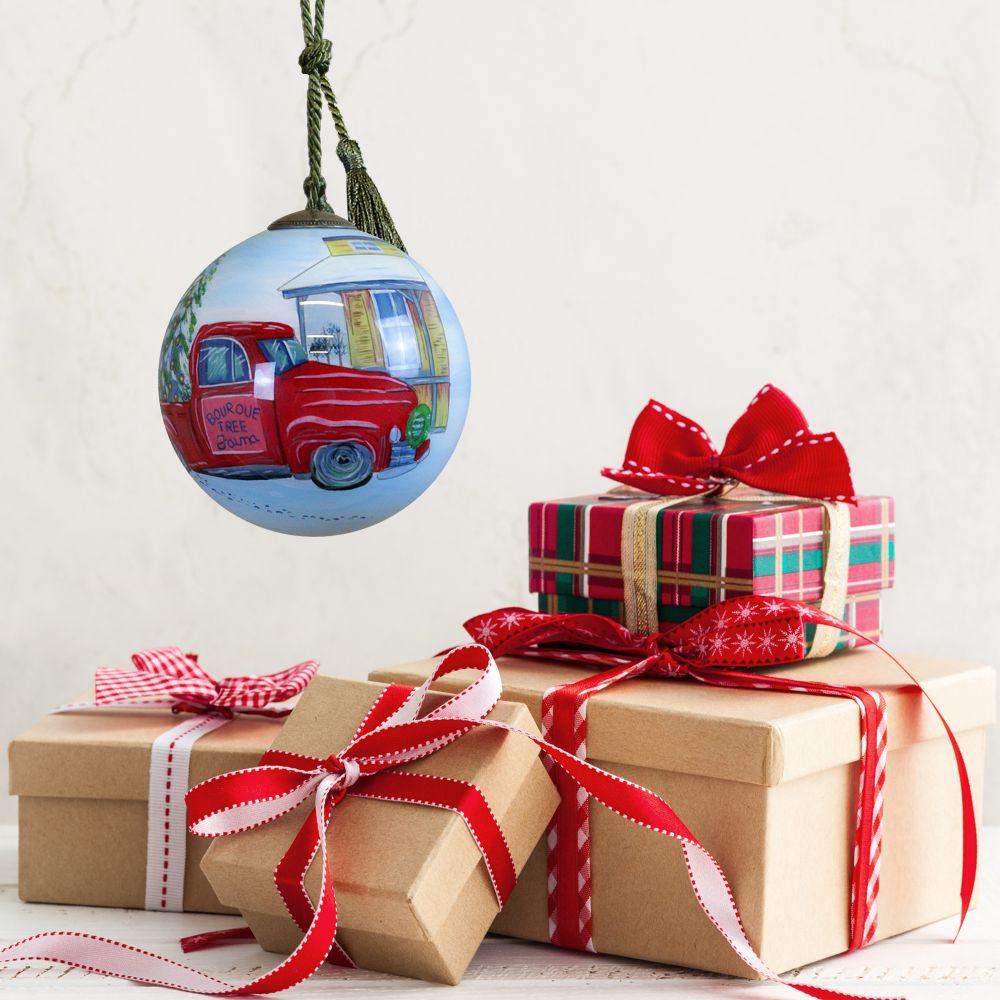 Vintage Christmas Hand Painted Glass Ornament