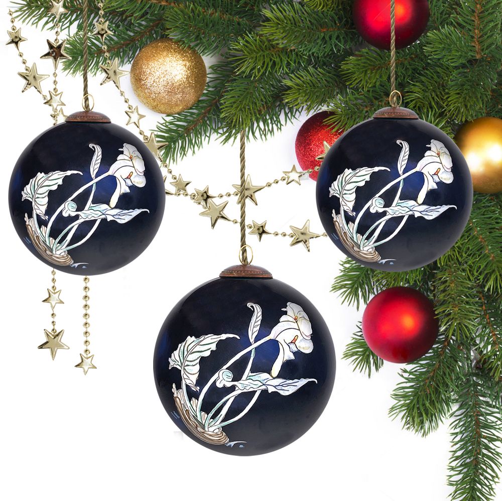 Calla Lilies Glass Ornament Collection (Set of 3)