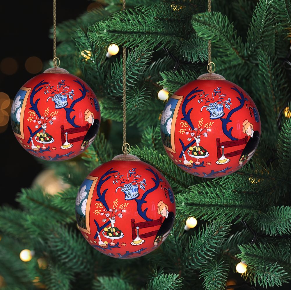 Red Room (Harmony in Red) Glass Ornament Collection (Set of 3)