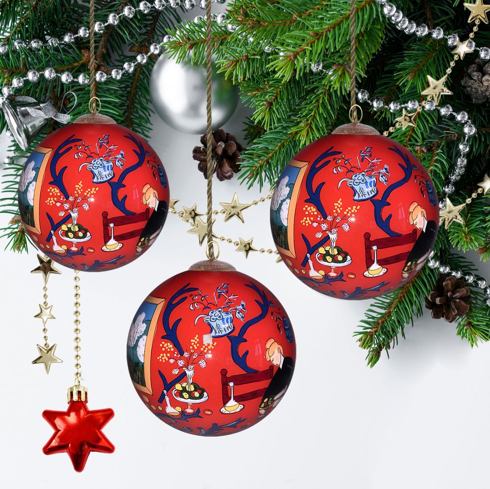 Red Room (Harmony in Red) Glass Ornament Collection (Set of 3)