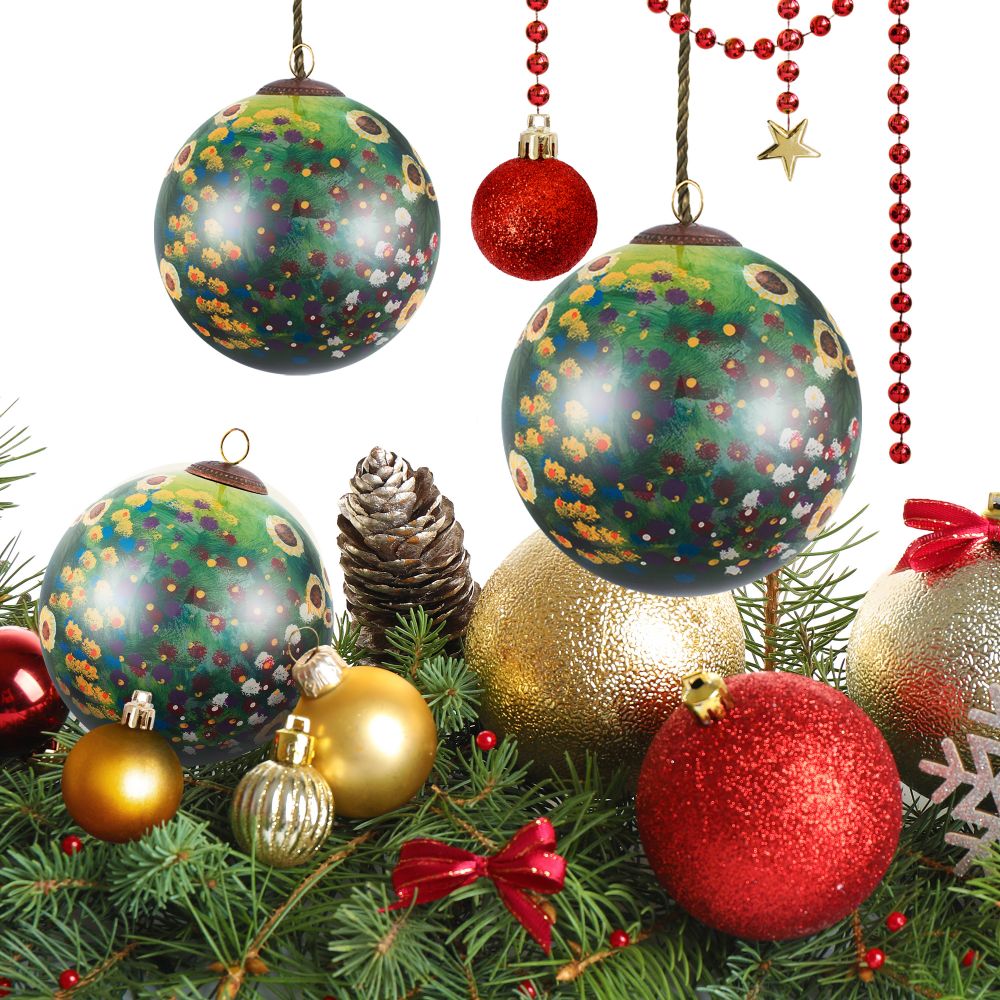 Farm Garden with Sunflowers Glass Ornament Collection (Set of 3)