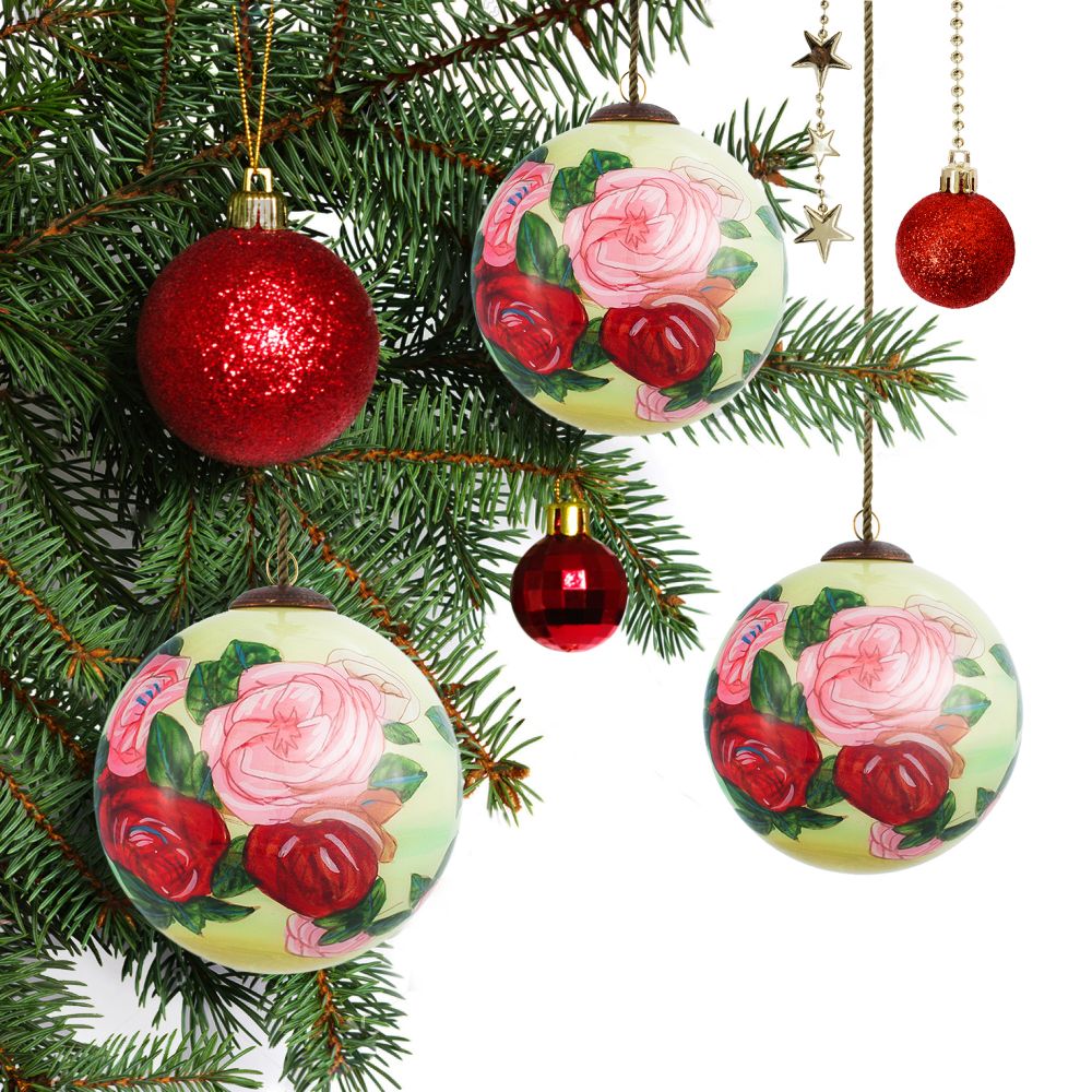 Discarded Roses Glass Ornament Collection (Set of 3)