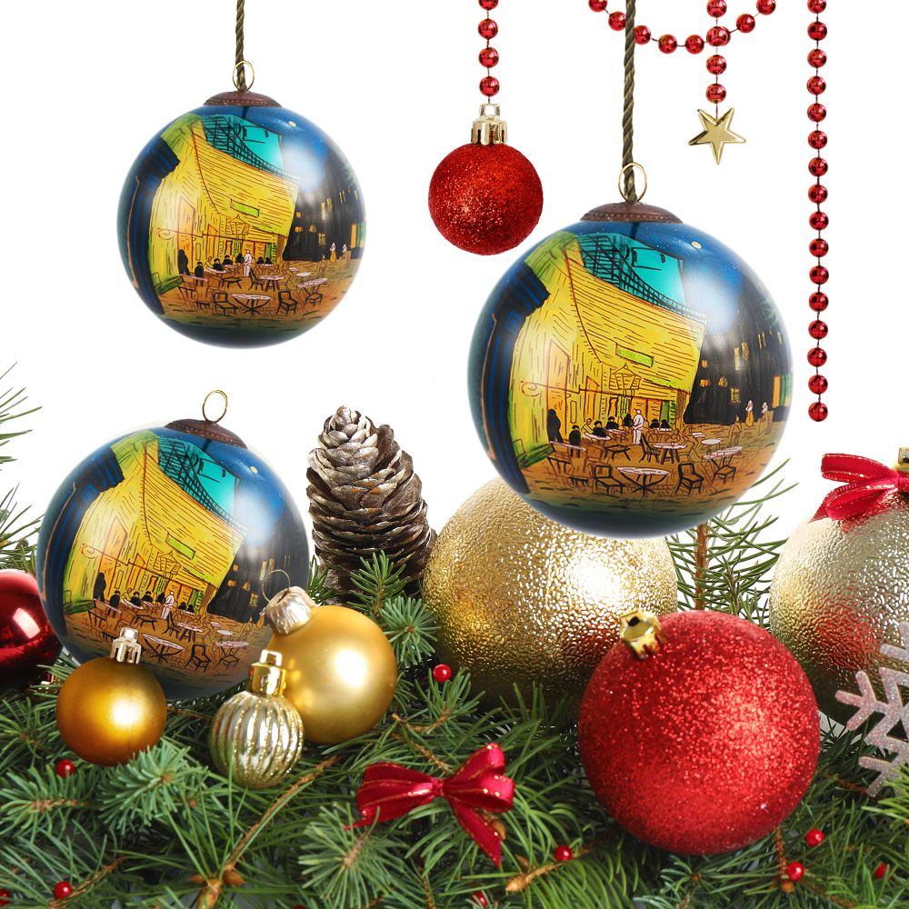 Cafe Terrace at Night Glass Ornament Collection (Set of 3)