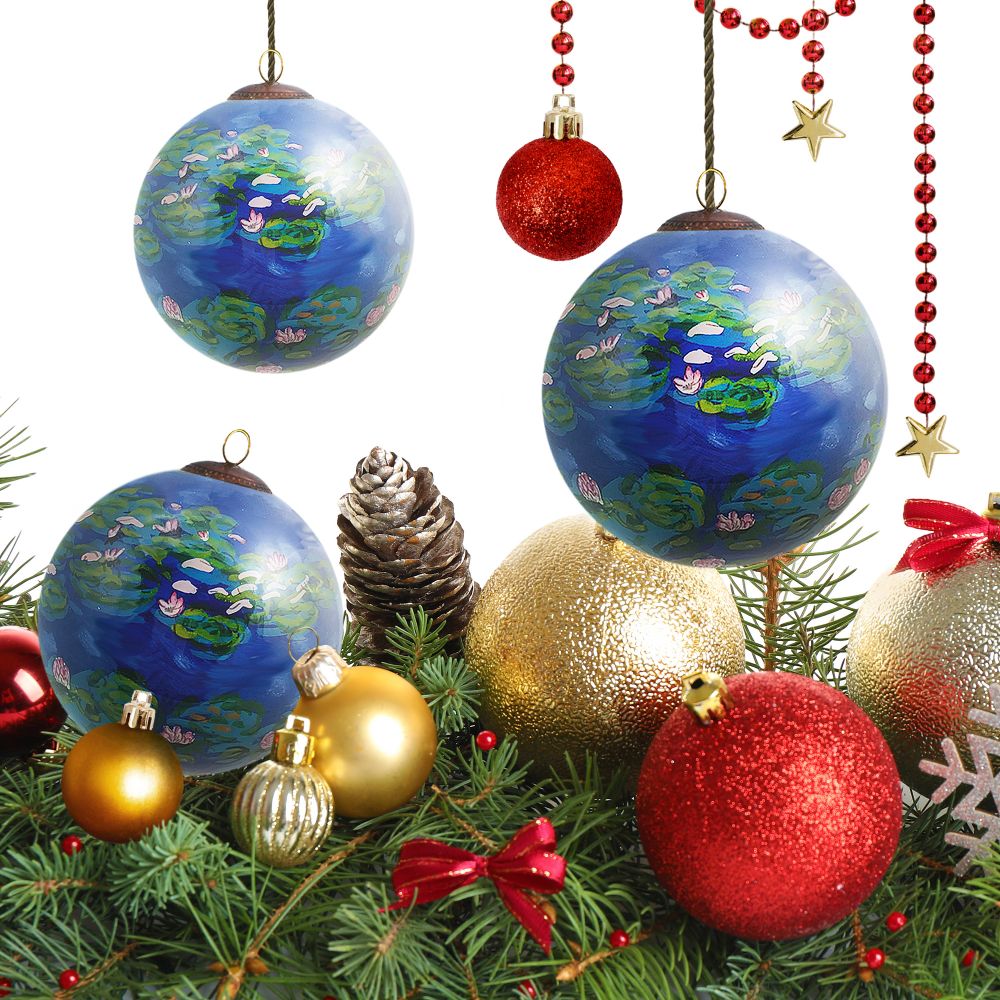 Water Lilies Glass Ornament Collection (Set of 3)