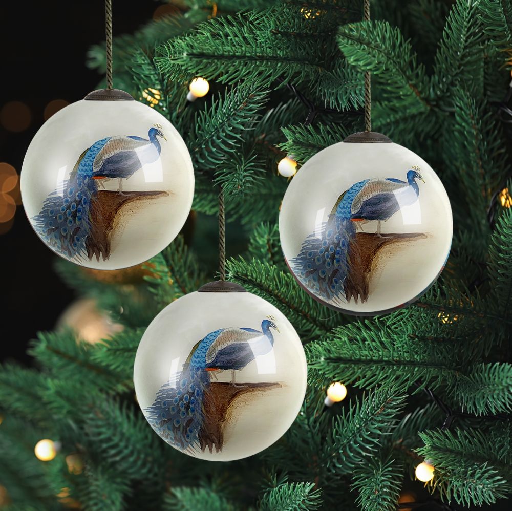 Peacock Glass Ornament Collection (Set of 3)