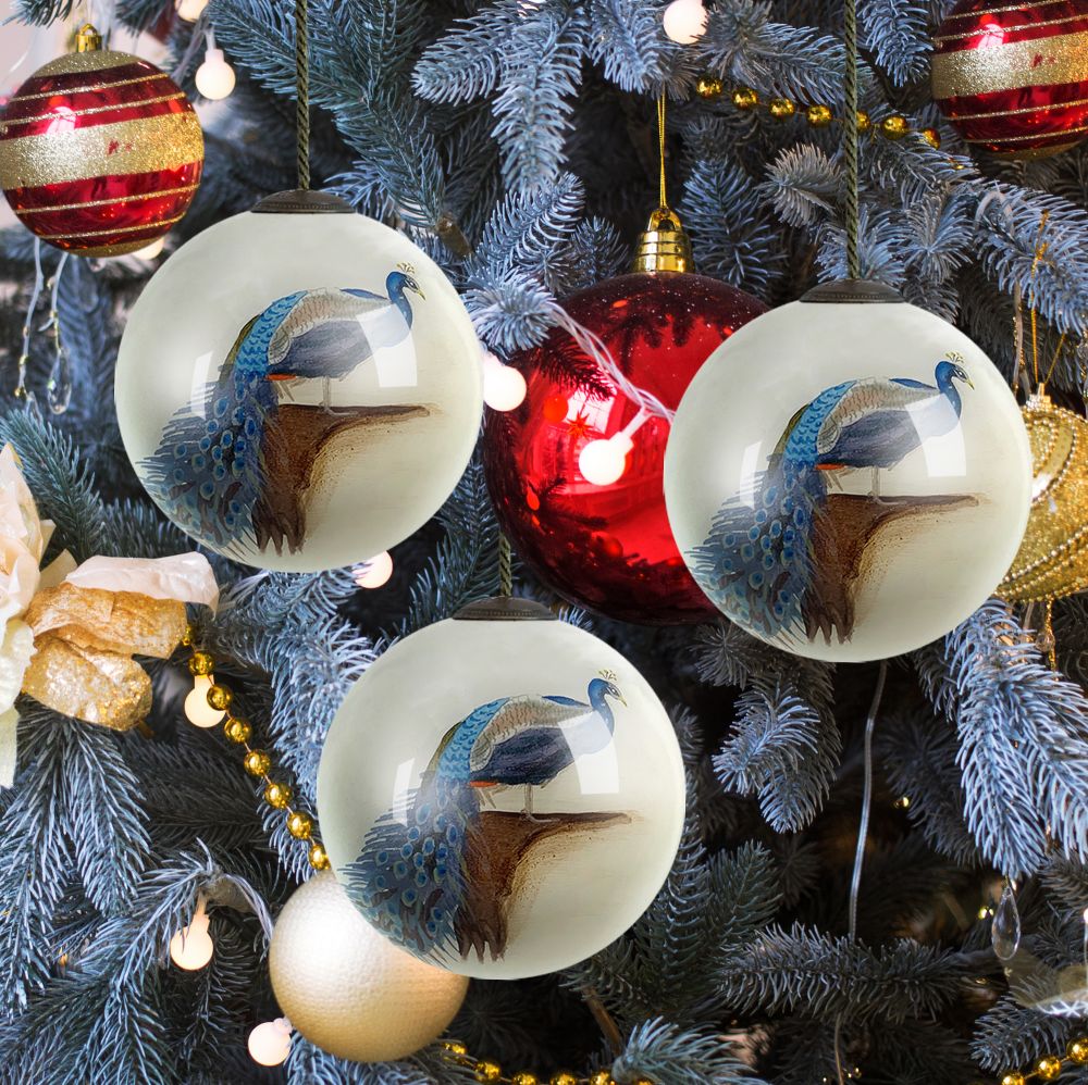 Peacock Glass Ornament Collection (Set of 3)