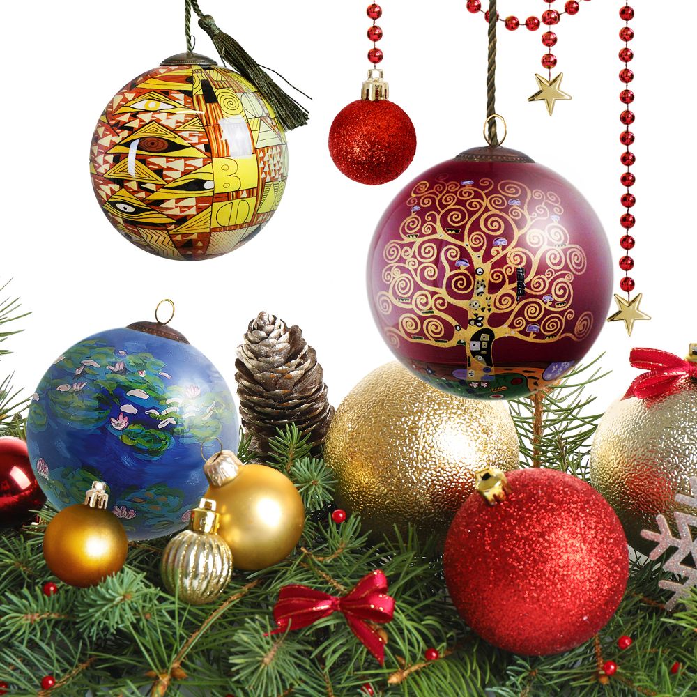 Gold & Blue Glass Ornament Collection (Set of 3)