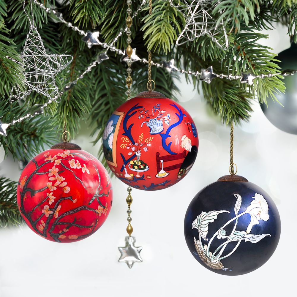 Harmony Red & Blue Glass Ornament Collection (Set of 3)