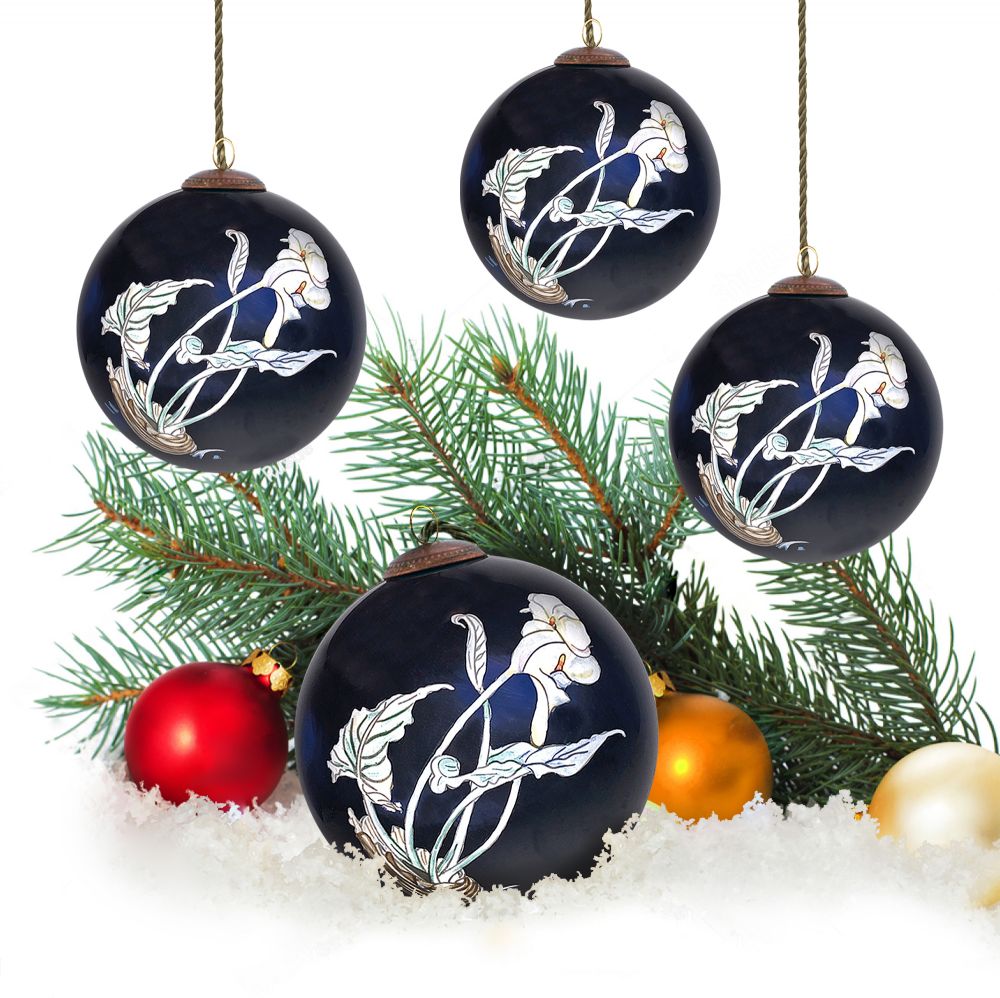 Calla Lilies Glass Ornament Collection (Set of 4)