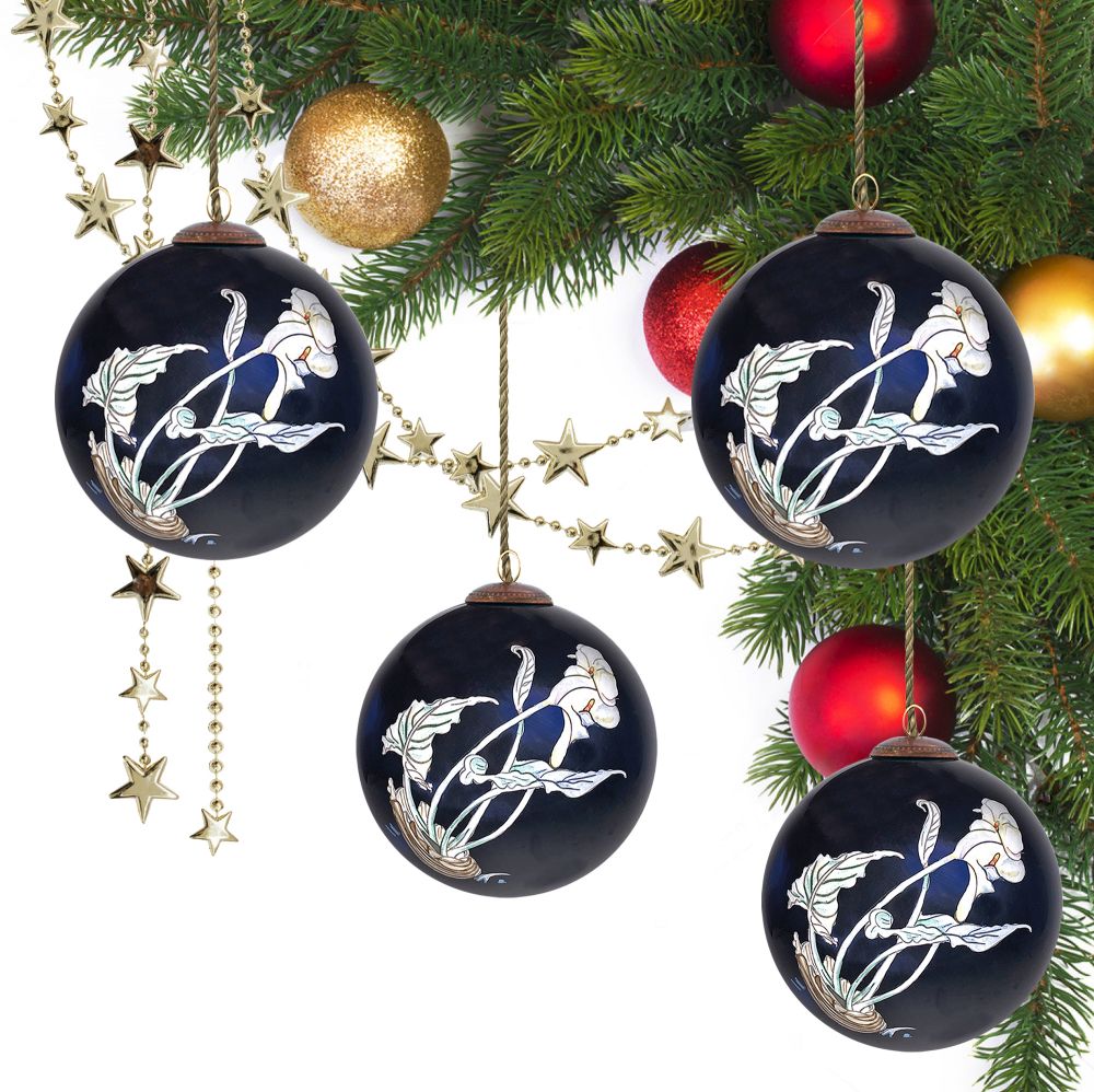 Calla Lilies Glass Ornament Collection (Set of 4)