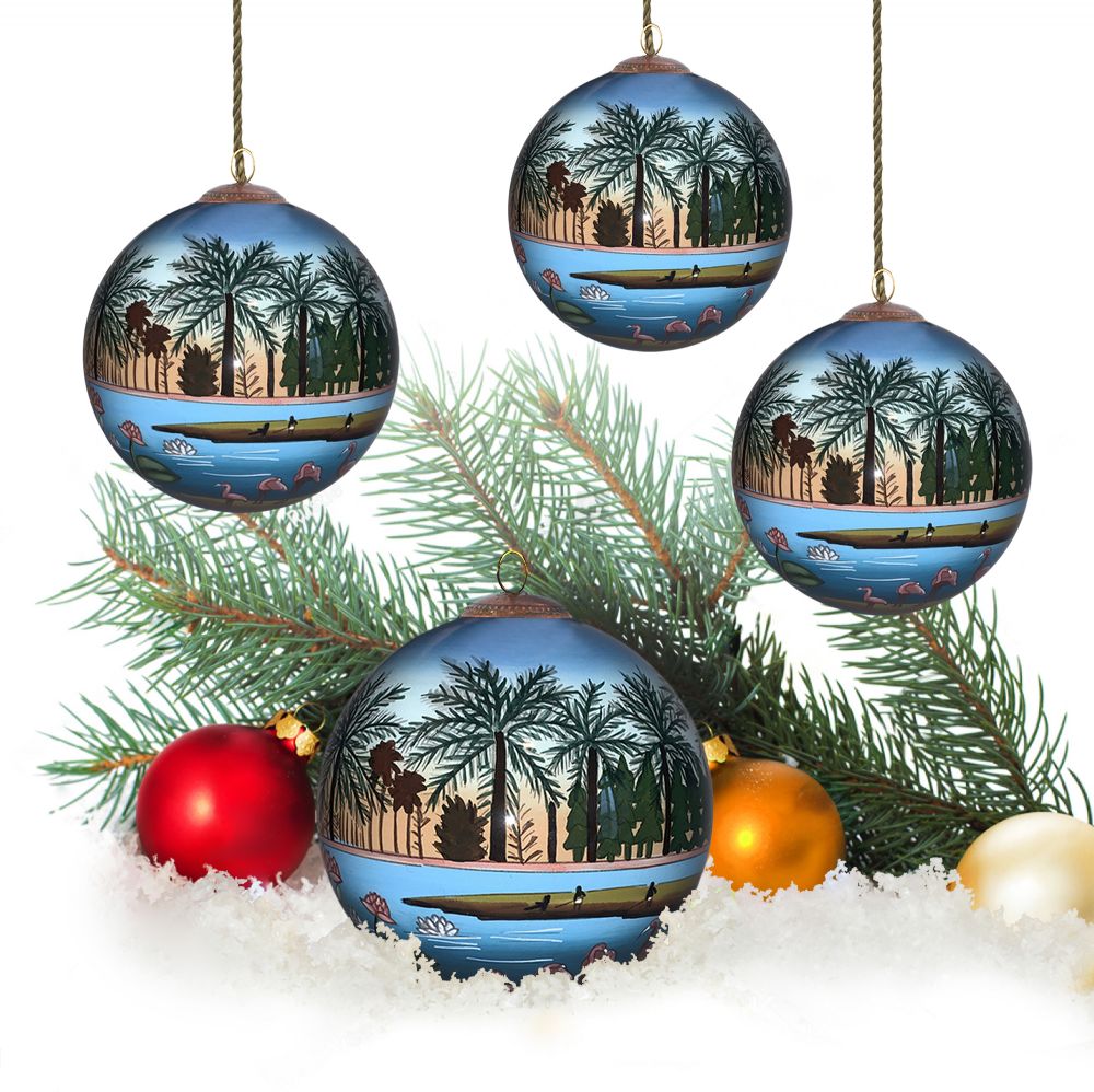 The Flamingoes Glass Ornament Collection (Set of 4)