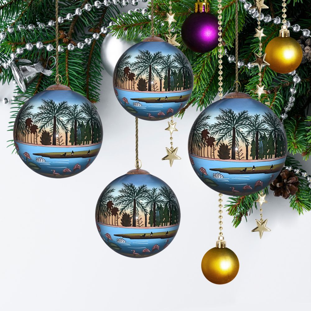 The Flamingoes Glass Ornament Collection (Set of 4)