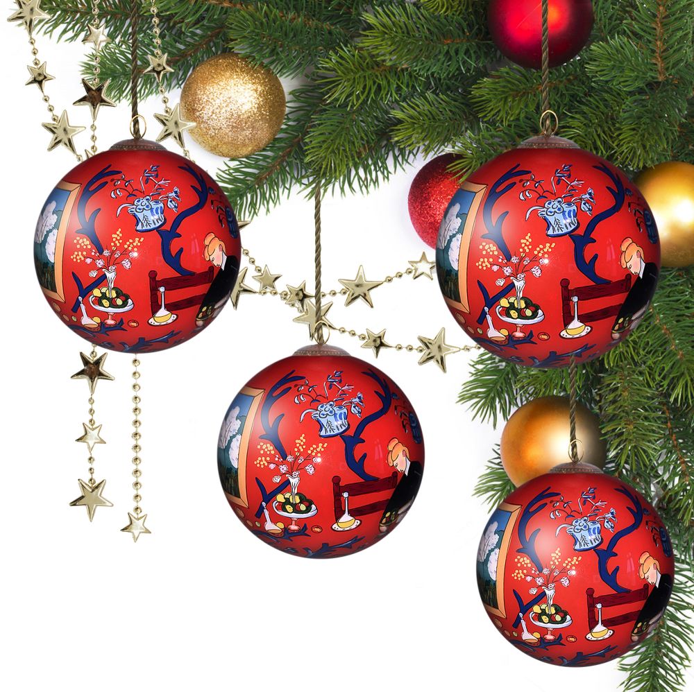Red Room (Harmony in Red) Glass Ornament Collection (Set of 4)