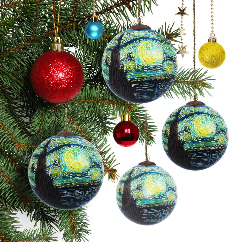 Starry Night Glass Ornament Collection (Set of 4)